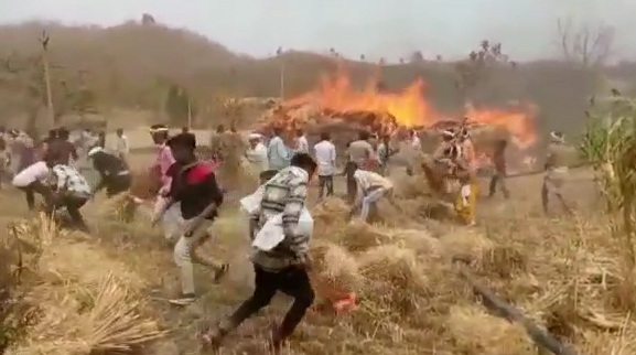 Field Fire in Madhya Pardesh धू-धू कर जला किसान का पीला सोना