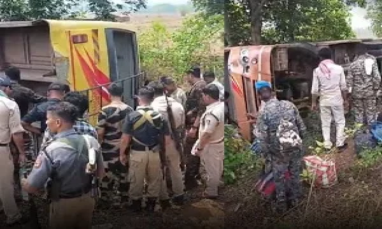 Accident: बस्तर में बड़ा सड़क हादसा! जवानों से भरी बस पलटी, कई जवान घायल 